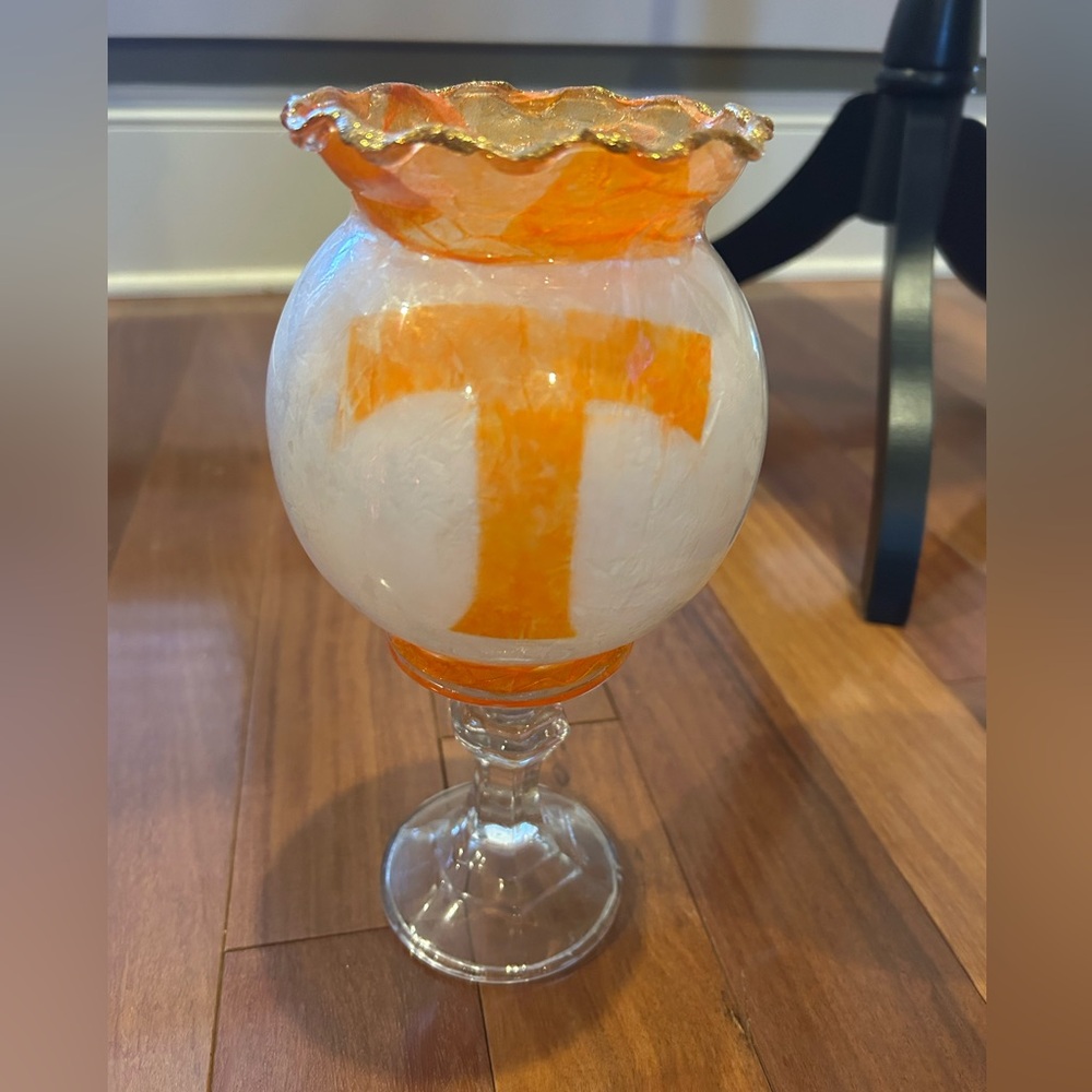 Tennessee Volunteers Orange and White Decorative Glass tea light candle holder
